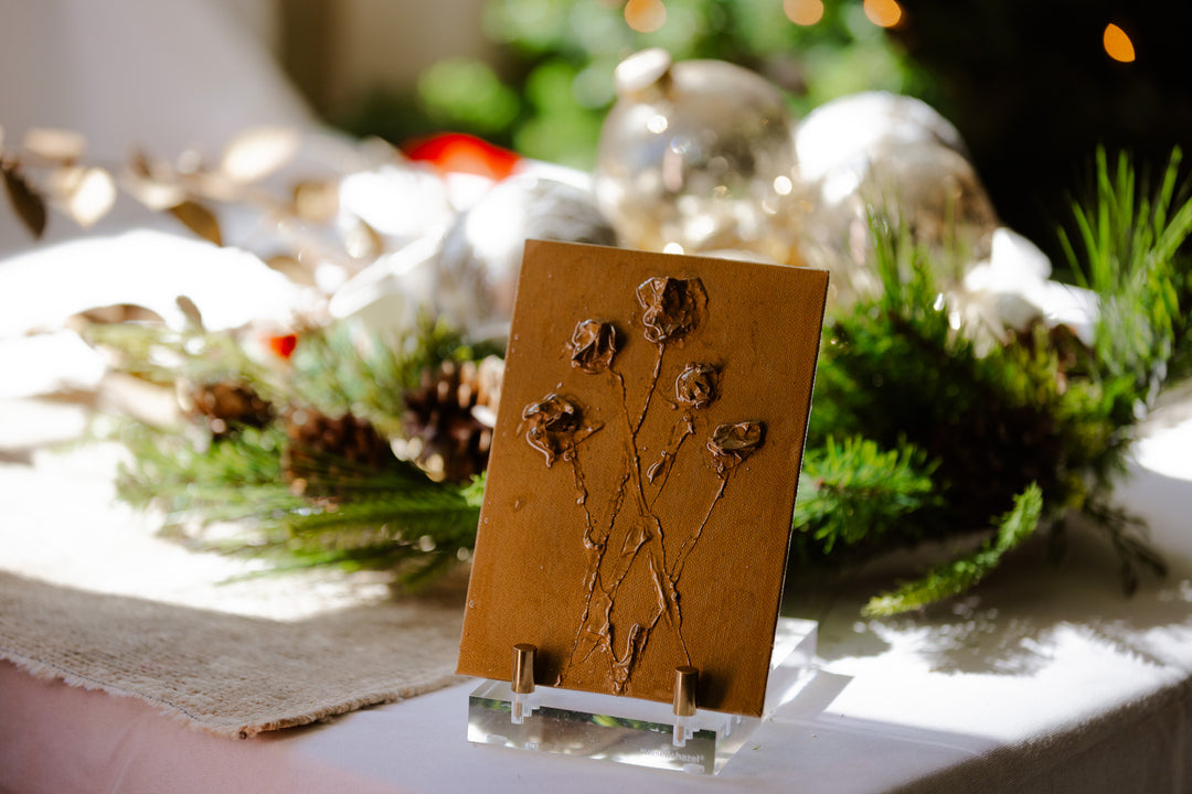 Bronze Floral With Easel