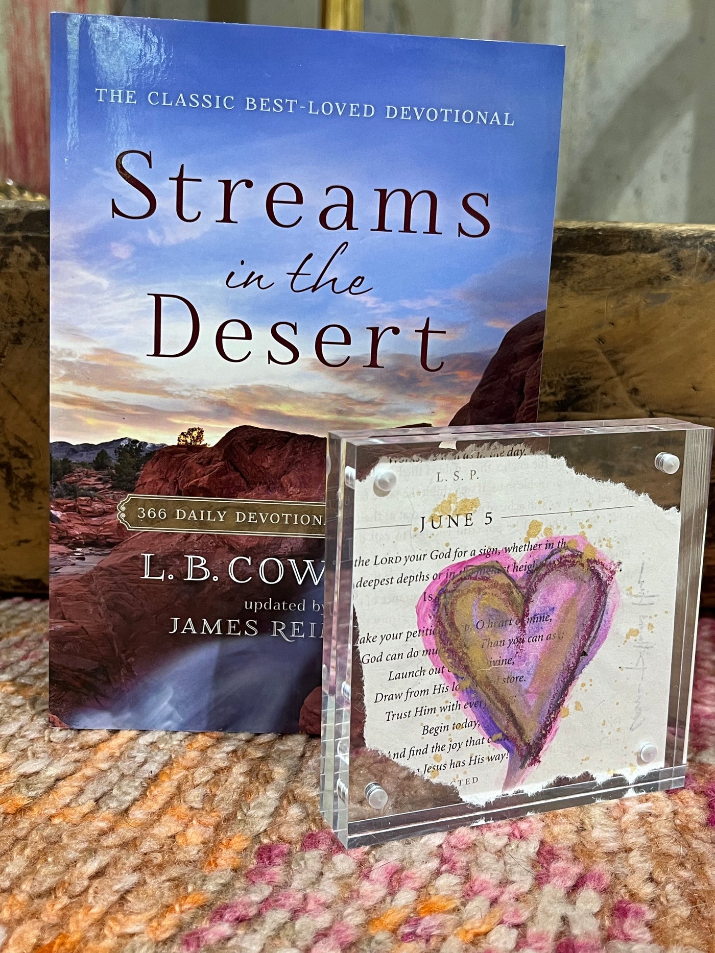 Streams in the Desert devotional plus 4x4 heart